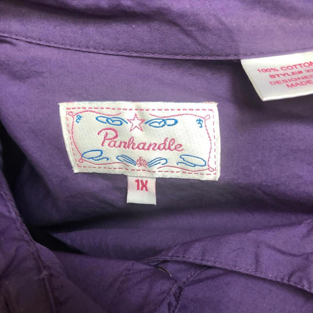 Panhandle Women's Purple Embroidered Western Ebony Snap Shirt Size Plus size 1X - Picture 8 of 8